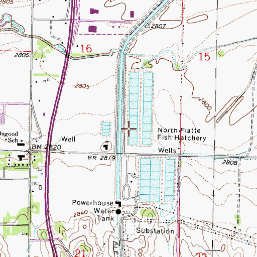 Topographic Map of North Platte Fish Hatchery, NE