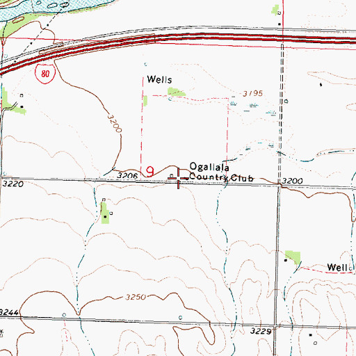 Topographic Map of Ogallala Country Club, NE