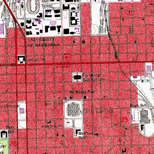 Topographic Map of Pershing Auditorium, NE