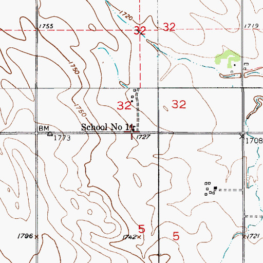 Topographic Map of School Number 1, NE