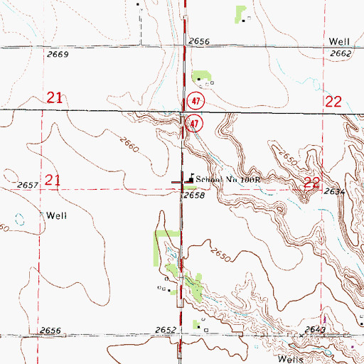 Topographic Map of School Number 100R, NE