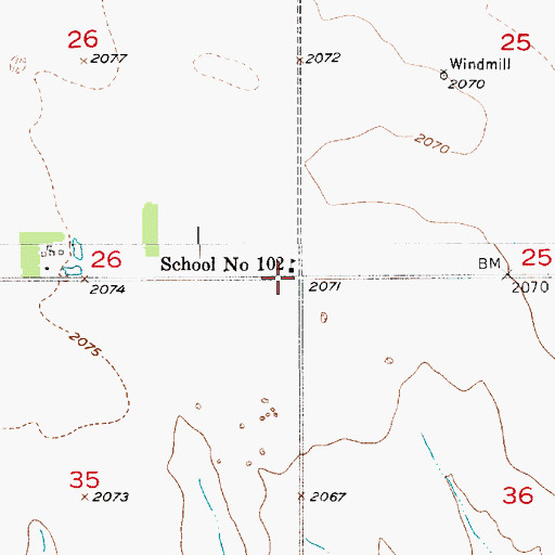 Topographic Map of School Number 102, NE