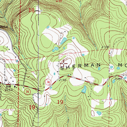 Topographic Map of Sherman Mountain, AR