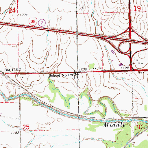 Topographic Map of School Number 107, NE