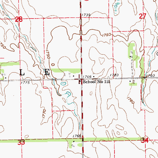 Topographic Map of School Number 115 (historical), NE