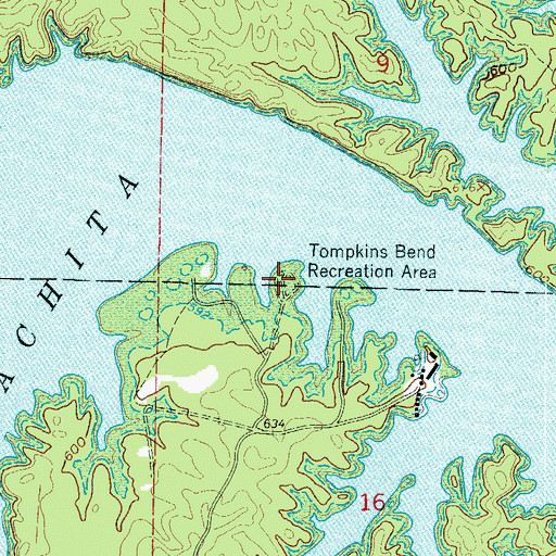 Topographic Map of Tompkins Bend Public Use Area, AR