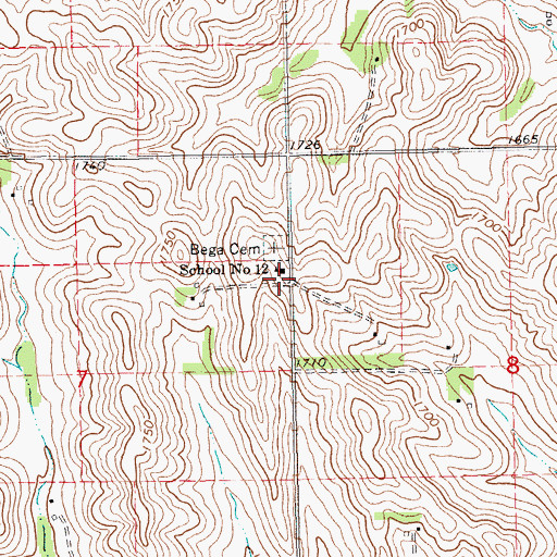 Topographic Map of School Number 12 (historical), NE