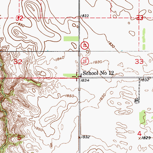Topographic Map of School Number 12, NE