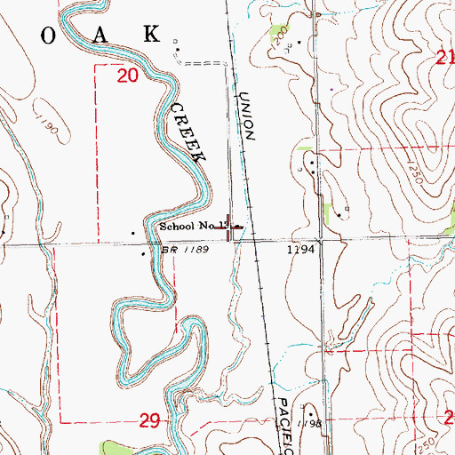 Topographic Map of Oak Valley Public School, NE