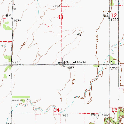 Topographic Map of School Number 14 (historical), NE