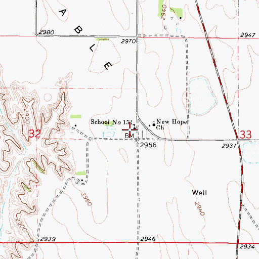 Topographic Map of School Number 153, NE