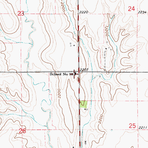 Topographic Map of Pleasant Hill Public School, NE