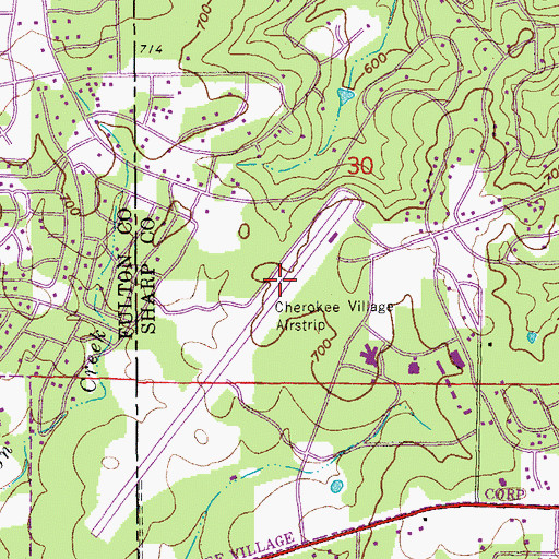 Topographic Map of Sharp County Regional Airport, AR