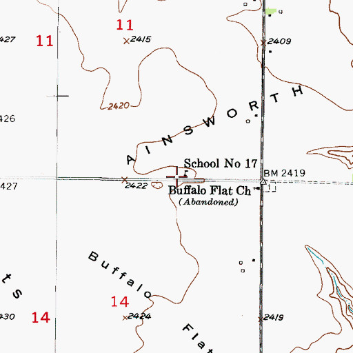 Topographic Map of Buffalo Flats Public School, NE