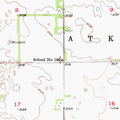 Topographic Map of Ridgeway Public School, NE