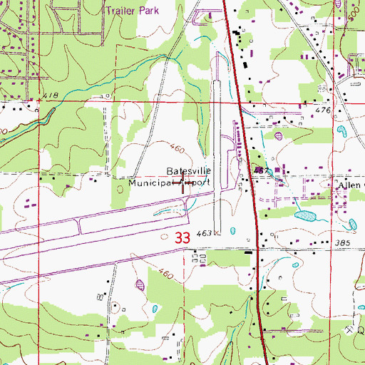Topographic Map of Batesville Regional Airport, AR