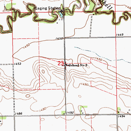 Topographic Map of School Number 2, NE