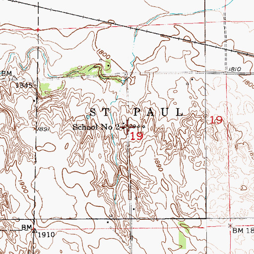 Topographic Map of School Number 2, NE