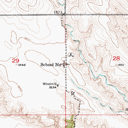Topographic Map of School Number 2, NE