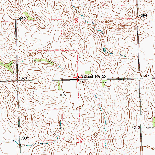 Topographic Map of School Number 20 (historical), NE
