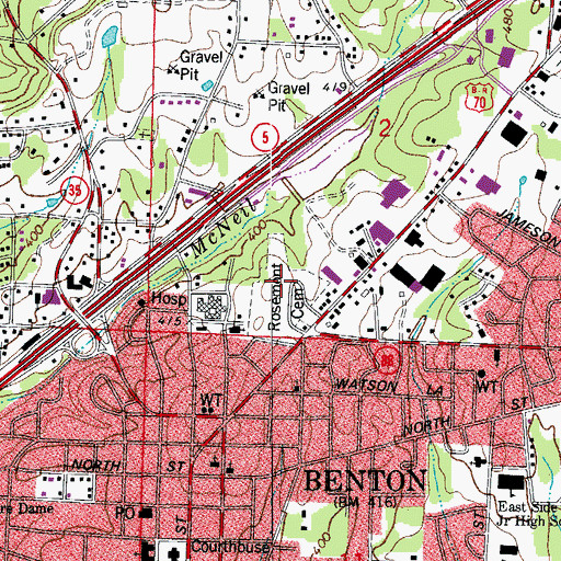 Topographic Map of Saline Memorial Hospital Heliport, AR