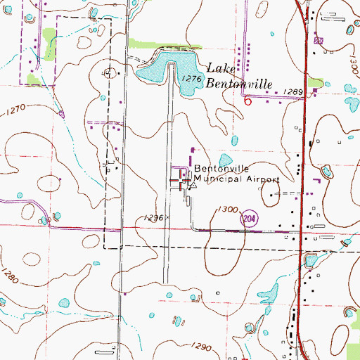 Topographic Map of Bentonville Municipal Airport/Louise M Thaden Field, AR