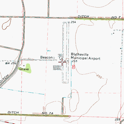 Topographic Map of Blytheville Municipal Airport, AR