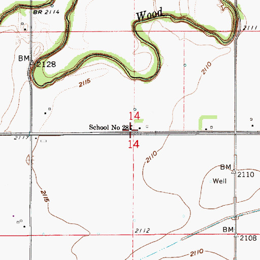 Topographic Map of Center Public School, NE