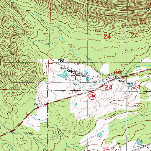 Topographic Map of Williams Ranch Airport, AR