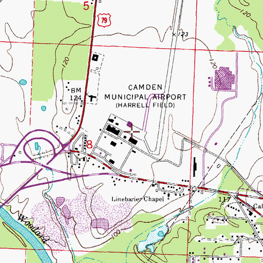 Topographic Map of Harrell Field, AR