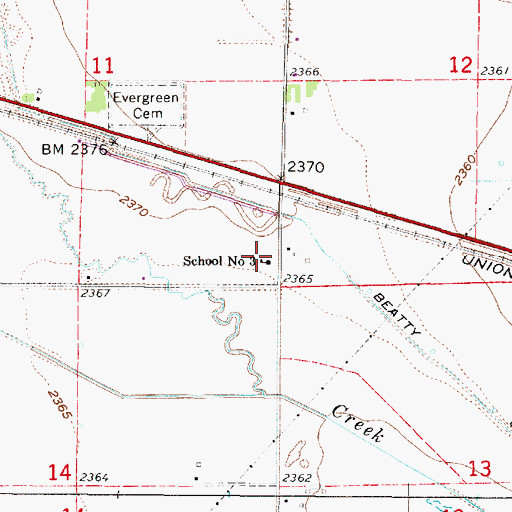 Topographic Map of School Number 3, NE