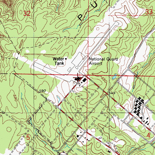 Topographic Map of Robinson Army Airfield/National Guard Airport, AR