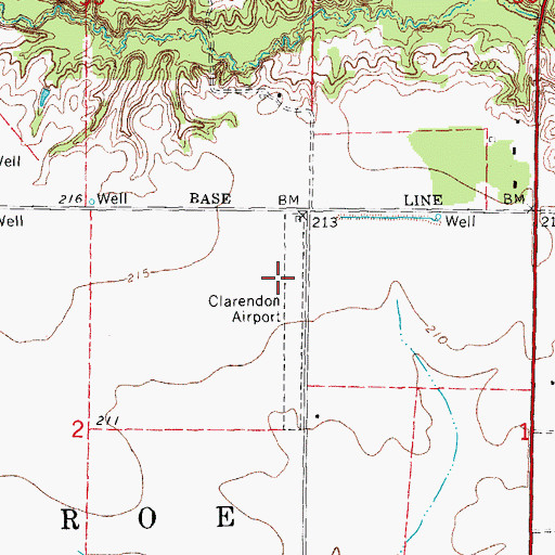 Topographic Map of Clarendon Municipal Airport, AR