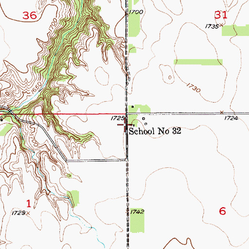 Topographic Map of School Number 32, NE