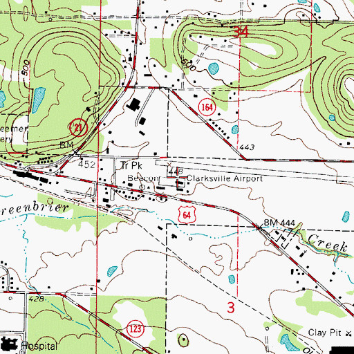 Topographic Map of Clarksville Municipal Airport, AR