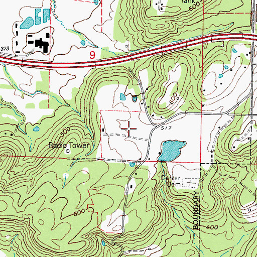 Topographic Map of Johnson County Regional Hospital Heliport, AR