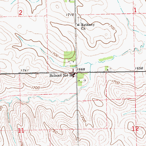 Topographic Map of School Number 36 (historical), NE