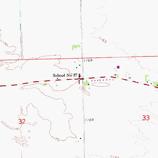 Topographic Map of Brugh Public School, NE