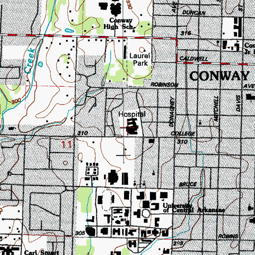 Topographic Map of Conway Regional Hospital Heliport, AR