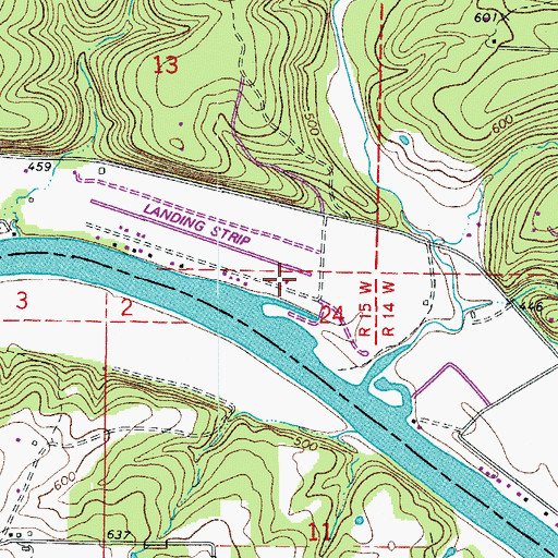 Topographic Map of The Valley Airport, AR