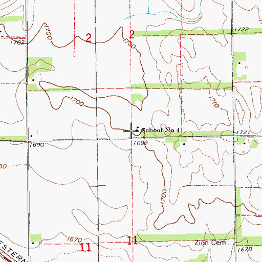 Topographic Map of School Number 4, NE