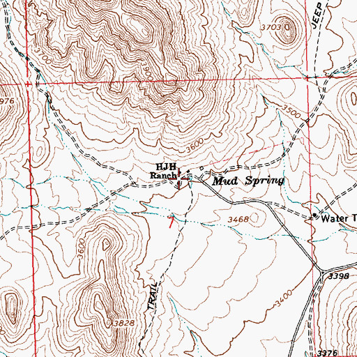 Topographic Map of Mud Spring, AZ