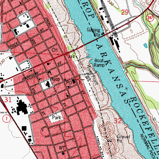 Topographic Map of Dardanelle Hospital Heliport, AR