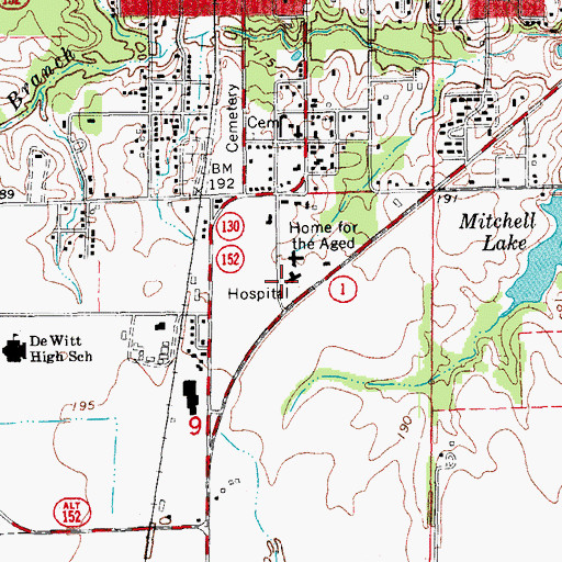 Topographic Map of De Witt City Hospital Heliport, AR