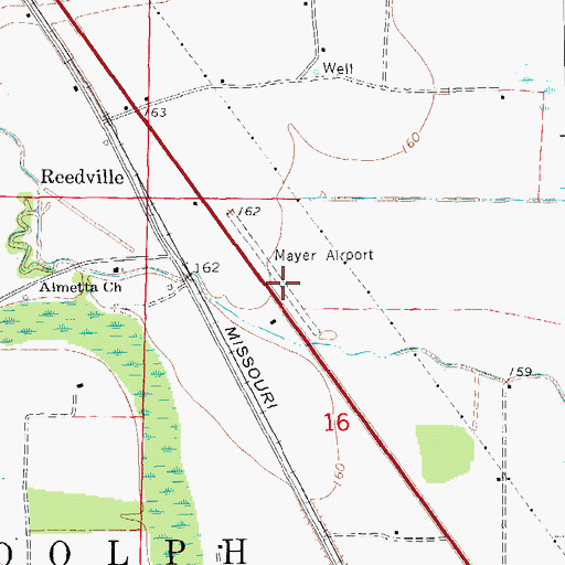 Topographic Map of Reedville Airport (historical), AR