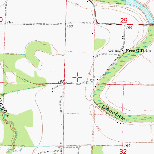 Topographic Map of Billy Free Municipal Airport, AR