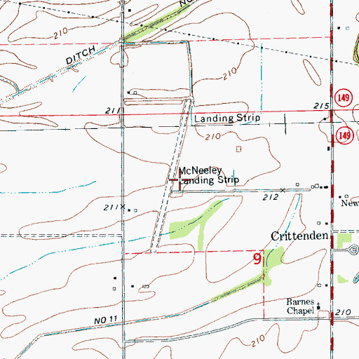 Topographic Map of Mc Neely Airport, AR