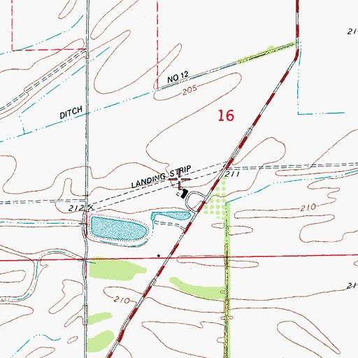 Topographic Map of Bernard Manor Airport (historical), AR