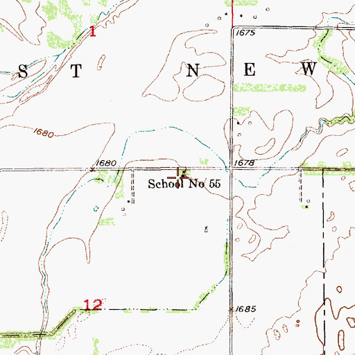 Topographic Map of School Number 55 (historical), NE