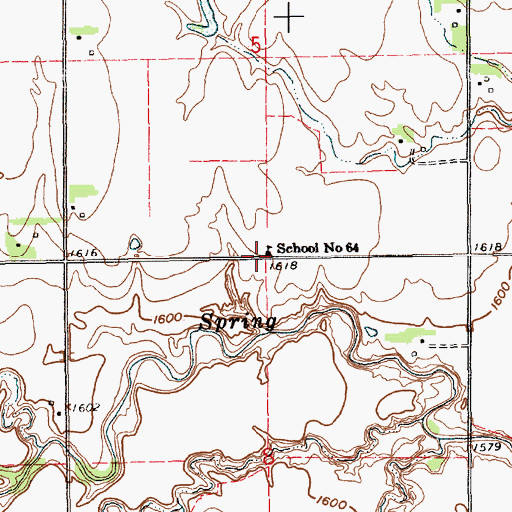 Topographic Map of Spring Creek Valley School (historical), NE